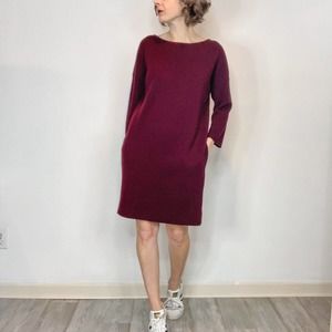 VINCE burgundy wool & satin dress, pockets, NWOT